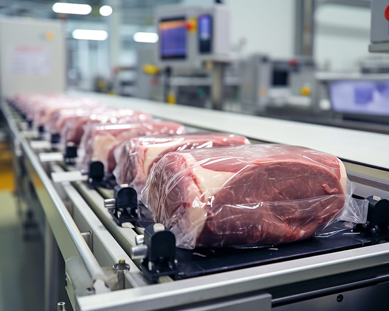 Meat processing and blast freezing — AI-generated illustration