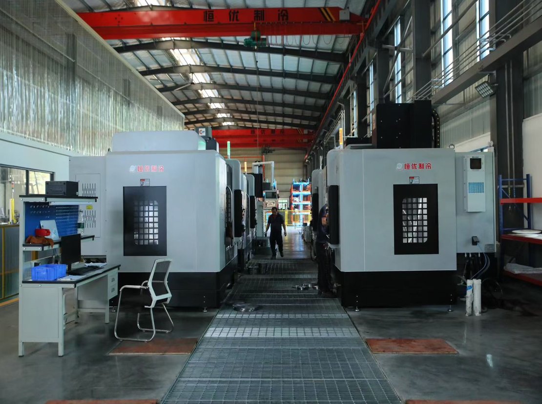 CNC machining bay under the overhead crane